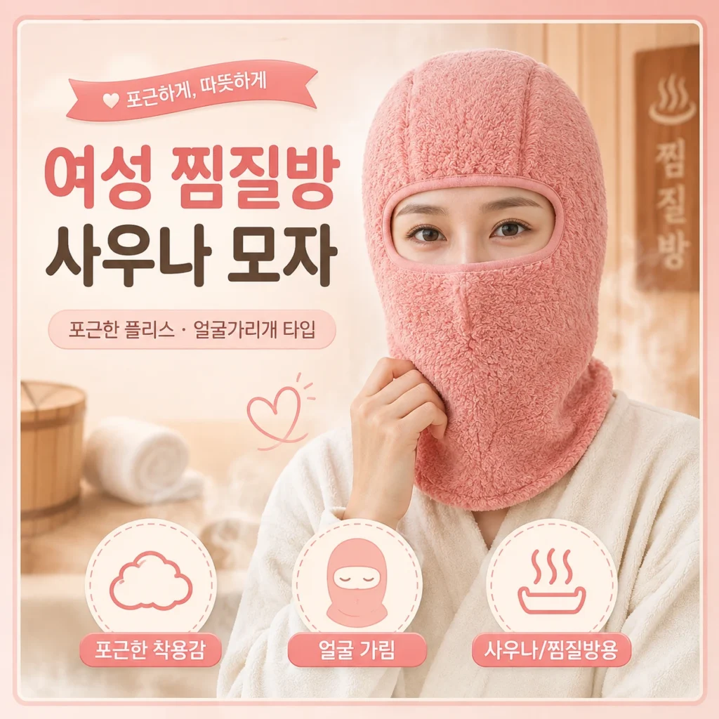 전소미도 챙기는 사우나 모자 | 여성 찜질방 한증막 얼굴가리개 수건 제품 이미지